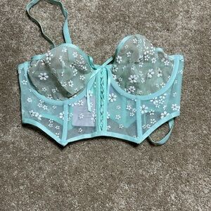 Savage X Fenty Mint Sheer Daisy Longline Bustier